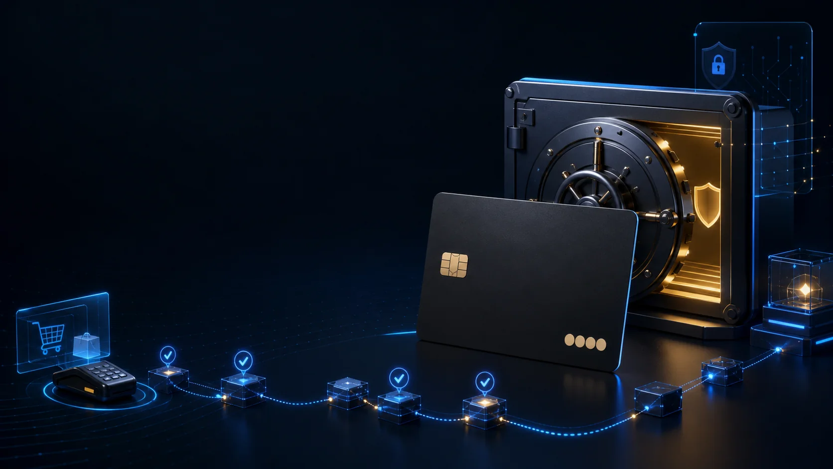 Cartão de pagamento genérico, cofre digital e fluxos on-chain para uma avaliação de cartão cripto